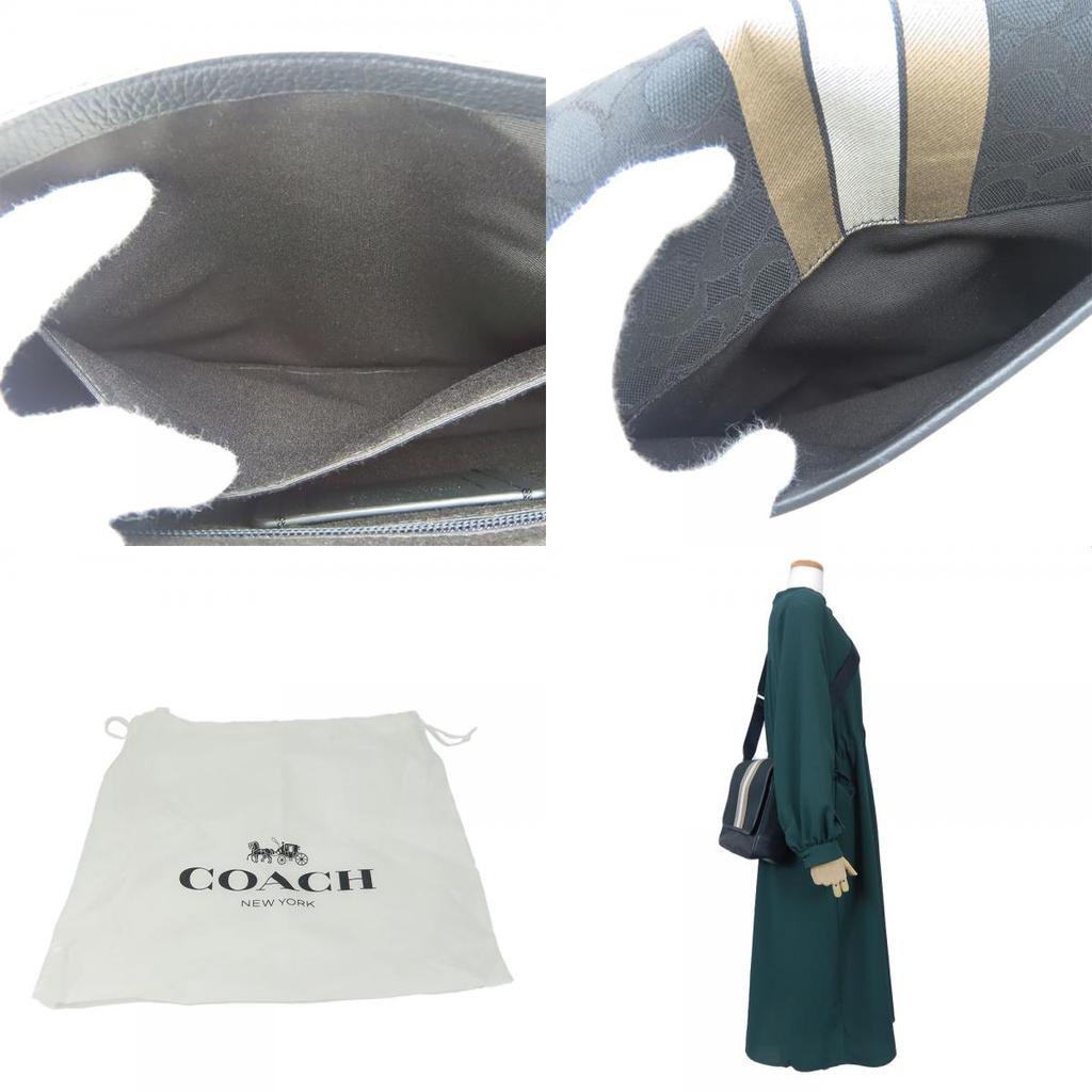 Used COACH Shoulder Bag C6583 Signature canvas/leather black Diagonally hung