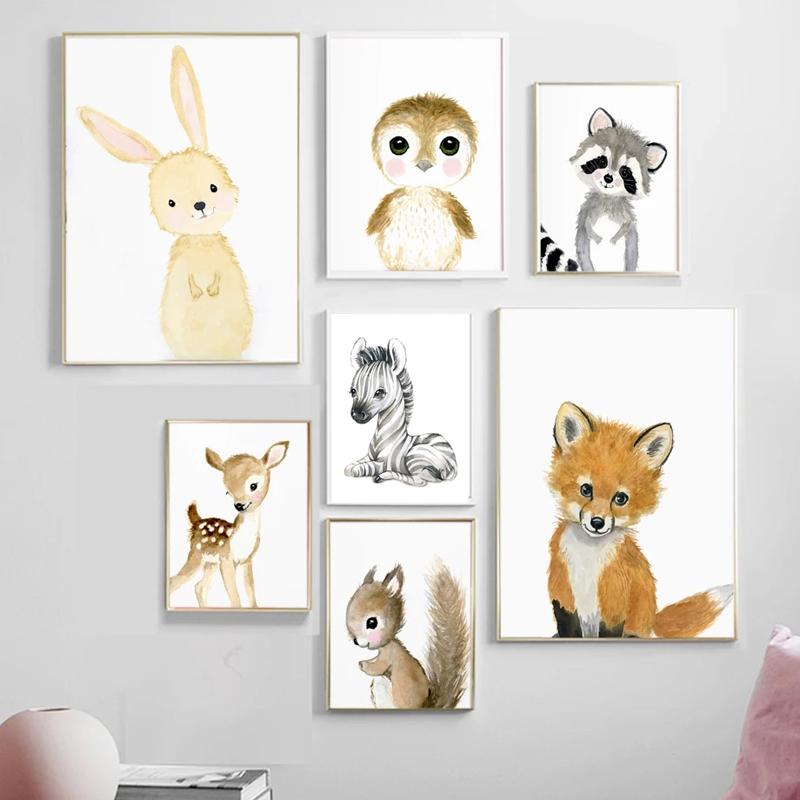 Zwierząt arkusze dekoracyjne obraz ścienny plakat artystyczny płótna dziecięce obrazy pokojowe do przedszkola dekoracyjne wydruki plakaty ścienne bez ramki