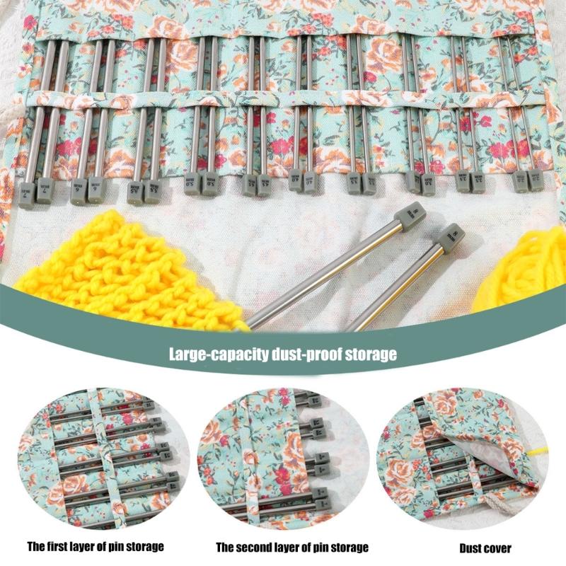 22Pcs Stainless Steel Knitting Needle Set Single Pointed Head Knitting Needle Straight Knitting Needle for Crocheting