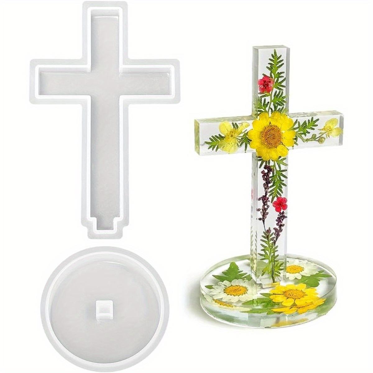 

5 Standing Cross Silicone Mould with Base, Epoxy Cross Mould, Epoxy Plaster Cement Mould, Halloween Ornaments