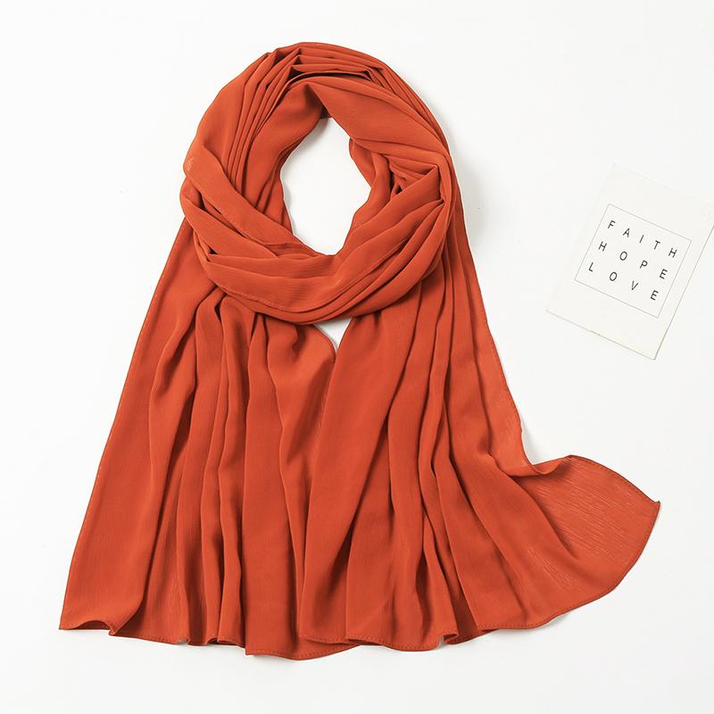 High Quantity Georgette Crepe Hijabs Crinkle Chiffon Scarf Women Muslim Headscarf Fashion Long Shawls Headband 180*70Cm