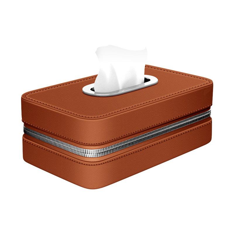 Car Leather Tissue Box With A Simple And High-End Feel, Car Seat Back Armrest Box, Multi-Functional Hanging Tissue Storage Box