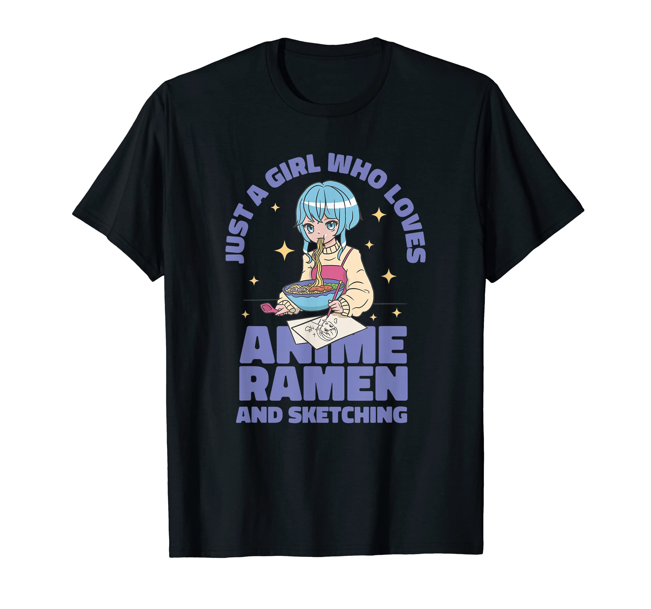 

Anime Lover Girl Ramen Sketch Japan Japanese T-Shirt чёрный