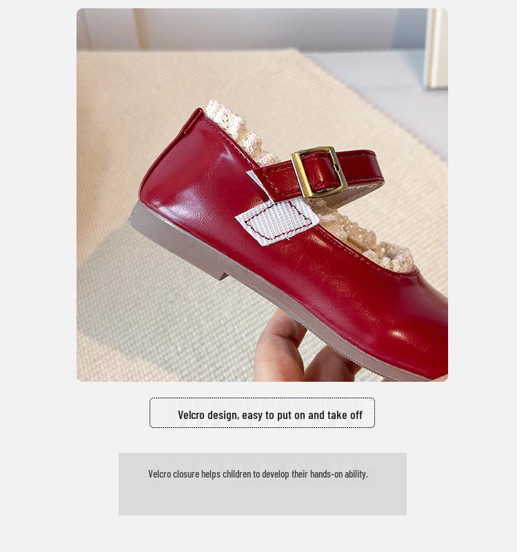 Sapatos Mary Jane de Couro com Renda para Crianças Primavera 2026 - Antiderrapantes, Sola Macia Sapatos de Princesa para Bebê
