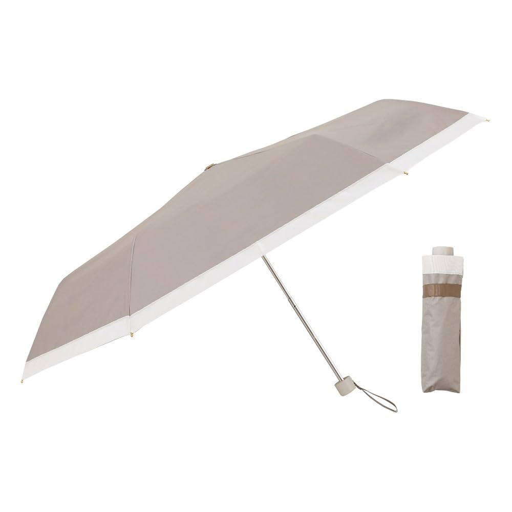 

Ogawa Складной УФ Подходящий для Солнца и Репсовая Лента Простой Идеальный Подарок для или любой LINEDROPS 57418 Женский Зонт от Солнца, 99,9% Защита, Серо-бежевый, Дождь,