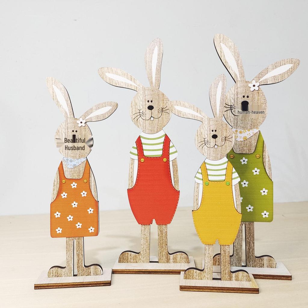 Easter Bunny Painted Wooden Desk Ornament