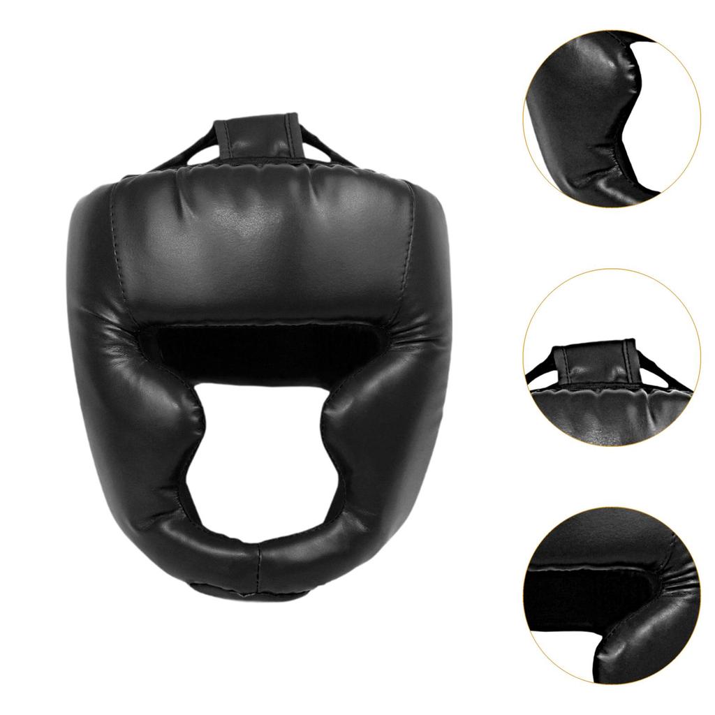 PU Leather Boxing Helmet Karate Muay Thai Sanda Training Adults Head Guard Protector Full-Covered Thickened Taekwondo Helmets