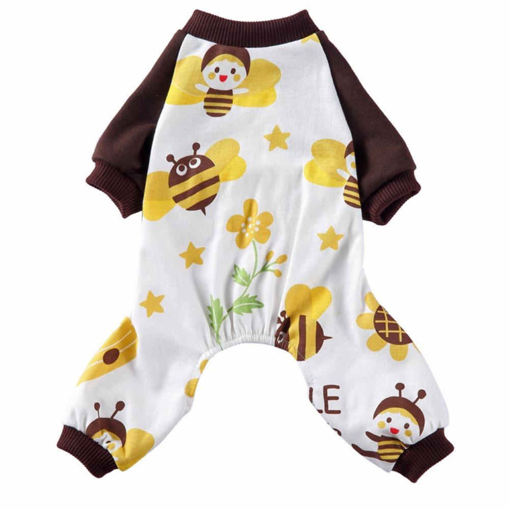 Pet pajamas striped four-legged clothes cotton printed dog clothes four-legged comfortable knitted pet clothes