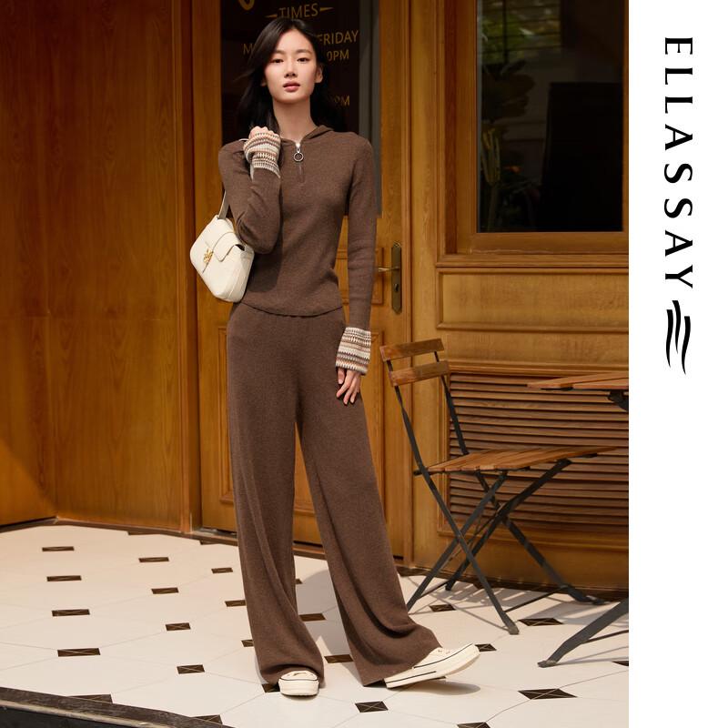 ELLASSAY Women's Merino Wool Hooded Knit Sweater