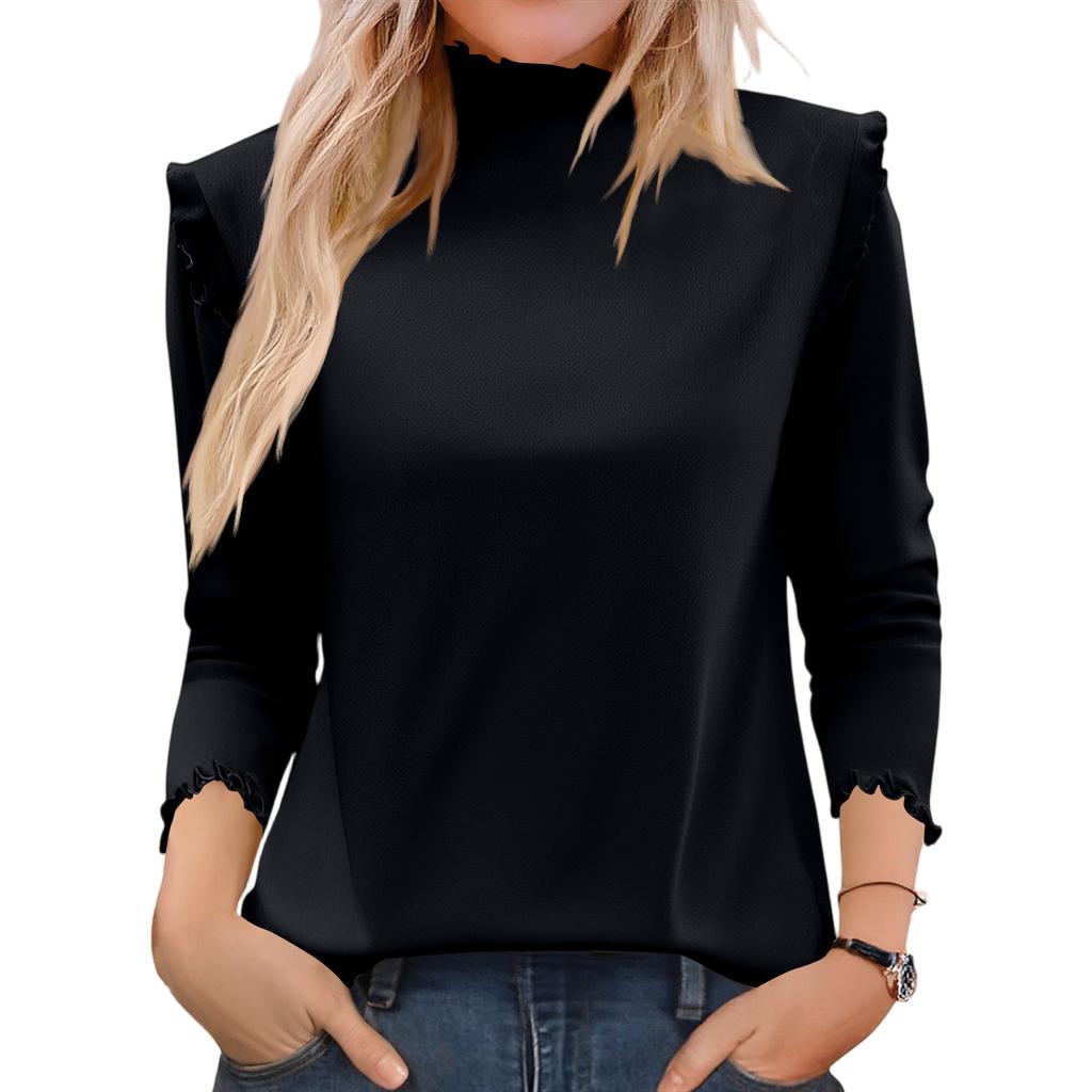 Women's Fashion Solid Colour Long Sleeve Fleece Thickened Top