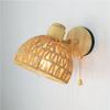 New Retro Hemp Rope Woven Wooden Wall Lamp Bedroom Bedside Lamp Living Room Dining Room Study Decorative Lighting E27