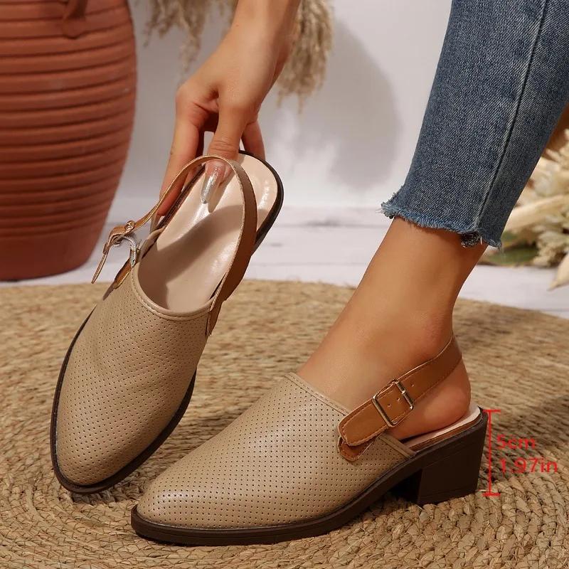 Fashion Shoes for Women Mesh Breathable Hollow Out Women's Sandals 2025 Summer New Fashion Slippers Pointed Toe Platform Heeled Sandals