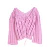 Chunky Knit V-Neck Crochet Pullover: Women's Hollowed-Out Long Sleeve Beach Sweater