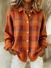 Women's Casual Plaid Long Sleeve Lapel Cardigan