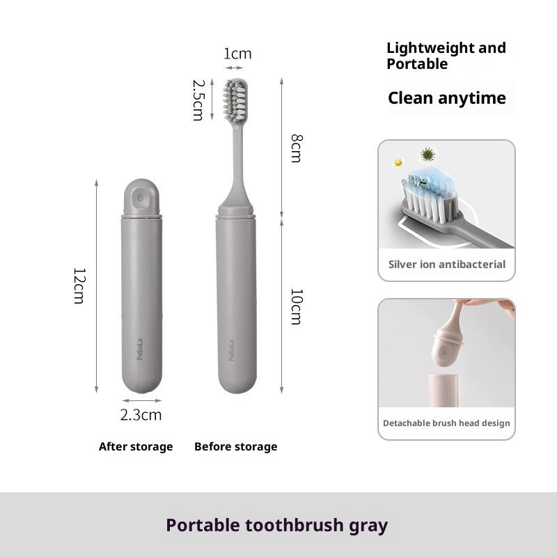 

Travel Folding Soft Hair Toothbrush Dust-proof Small Head Toothbrush Portable Toothbrush For Business Trips And Family Use сірий колір