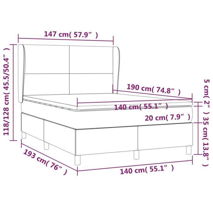 3129090 vidaXL Lit à sommier tapissier et matelas Vert foncé 140x190cm Velours