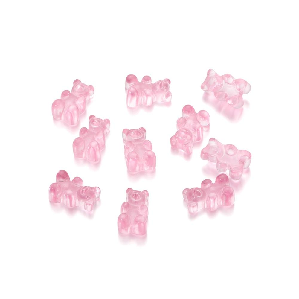 10Pcs/Lot Candy Color Resin Mini No Hole Bear Charms Pendants for DIY Earrings Necklace Bracelet Jewelry Making Accessories