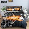 3D Boys Teens Football Comforter Cover Set Queen Size Soccer Ball Duvet Cover Polyester Bedding Set 2/3pcs Soft Twin Quilt Cover