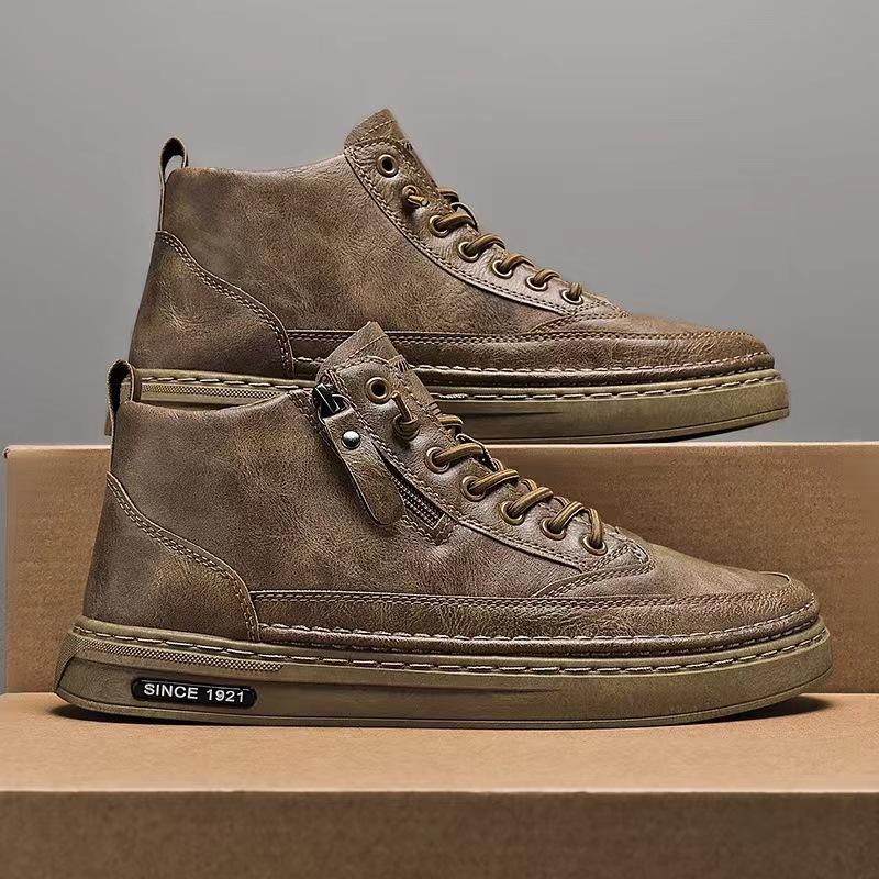 2025 Autumn New Men's Shoes Outdoor Fashion High Cut Thick Sole High Height Dirt Resistant Casual Trend Versatile Workwear Shoes