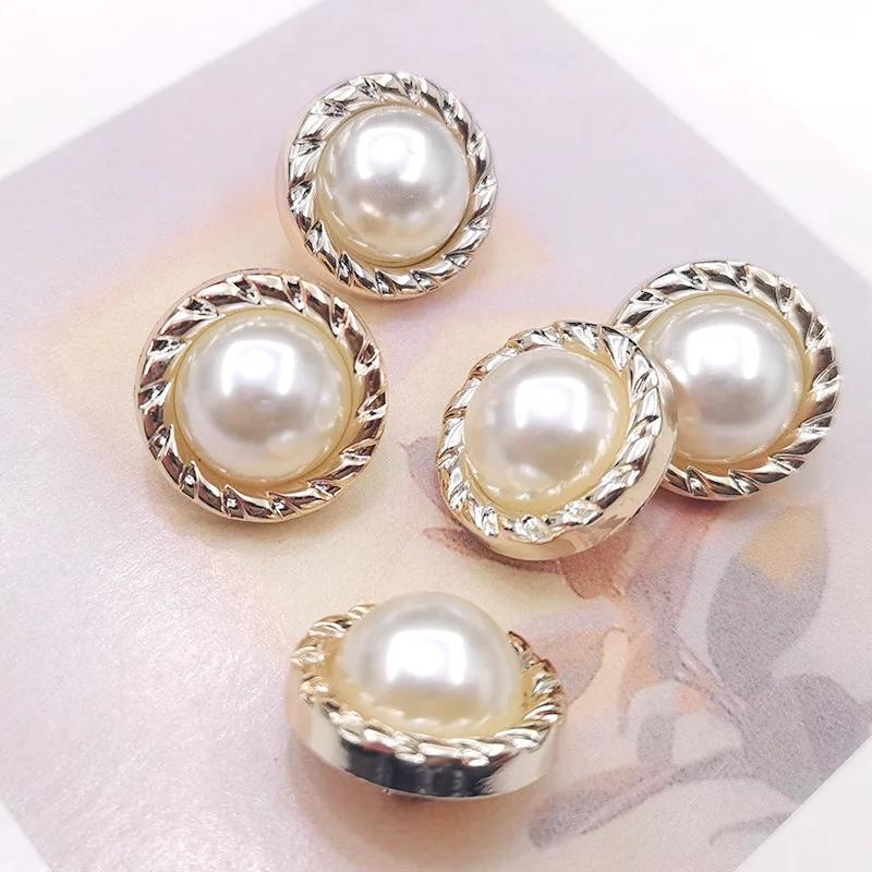 10Pcs Alloy Shiny Rhinestone Pearl Clothing Buttons DIY Clothing Sewing Button Needlework Handmade Accessories