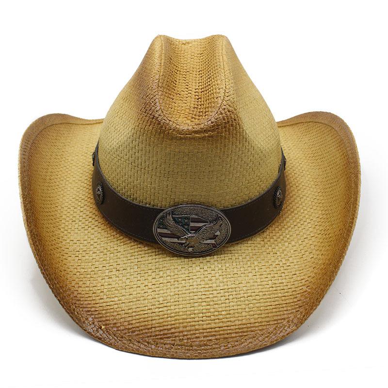 

Соломенная шляпа Мужская солнцезащитная джинсовая шляпа с большими полями для отдыха на море Ковбойская шляпа Цилиндр M（56-58cm） хаки