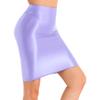 Womens Glossy High Waist Pencil Skirt Stretchy Casual Solid Color Bodycon Skirts