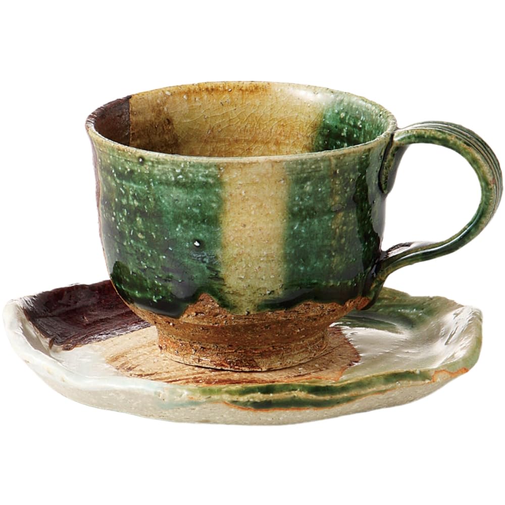 Ale-net Coffee Cup, Keizan Kiln, Saioribe Pattern, Coffee Cup and Saucer, Diameter 8.5cm x Height 6.8cm, 200ml, Ceramic, Mino Ware, Made in Japan