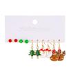 2026 fashion Christmas accessories 5 pairs of card earrings 2025 oil dripping red and green Christmas tree snowman earrings wholesale