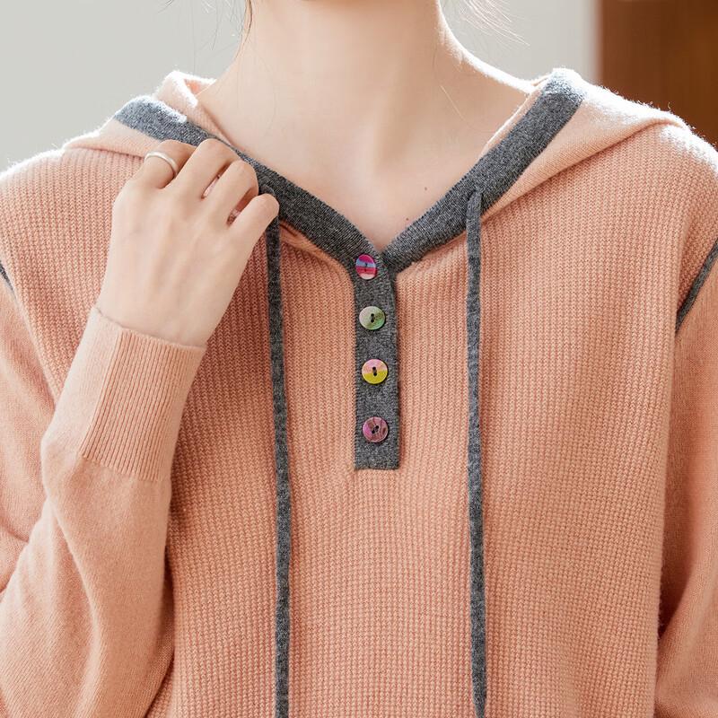 Srcr Women's 100% Wool Hooded Knit Sweater