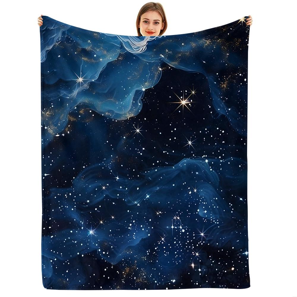 Blue Floral Anime Cartoon Flannel Blanket Soft Warm Throw for Bedroom Sofa Car Kids Holiday Gift