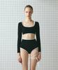 VINAJ Cross Ribbon Line High Bikini Panties (Black)