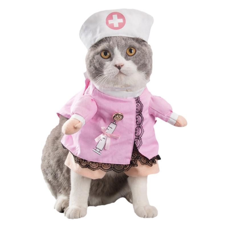 Pet Nurse Costume Nurse Dog Clothes Holiday Apparel for Cats Christmas Halloween Outfits Easy to Wear Lovely Uniform