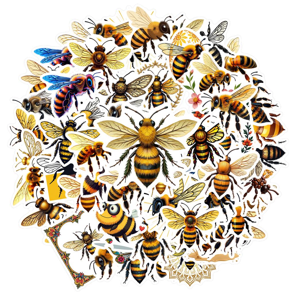 35-70pcs Bee Stickers Spring Summer Insect Graffiti Sticker Diy Skateboard Diary Laptop Decals Stationery Stickers
