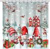 Christmas Claus Gnomes Shower Curtain Enchanted Woodland Elves Santa Snow Xmas Tree Christmas Party Decorations WaterproofFabric