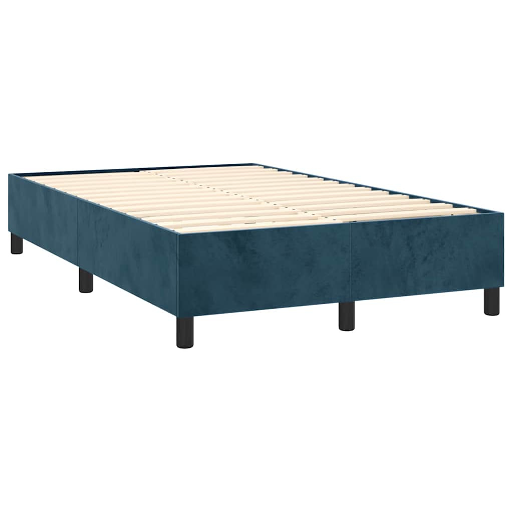 Box Spring Bed with Mattress & LED Dark Blue 120x200 cm Velvet