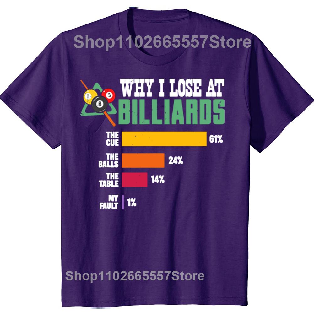 

Why I Lose At Billiards Pool Player Sport Snooker Funny Design Unisex T-Shirt Streetwear Outdoor Clothing Short-sleev Summer Tee 4XL