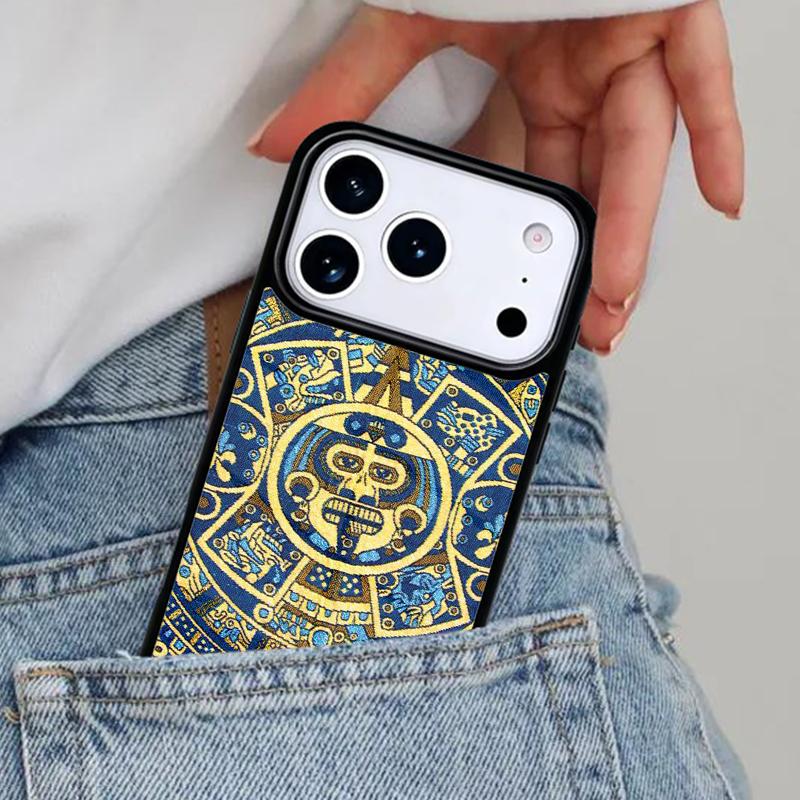 Mayan Calendar Pattern Phone Case for iPhone 17ProMax 12 13 14 15 16e 17 Pro Max Plus Air Cover