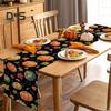 Thanksgiving Party Table Runner Pumpkin Sunflower Print Stain-Proof Reusable Table Protection Decoration Hotel Prom Banquet Table Runner