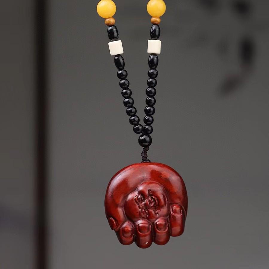 Sandalwood Pixiu Handheld Carved Pendant Ornament - Douyin Craft Gift