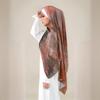 New Shimmer Satin Silk Hijab For Muslim Women Long Scarf Watercolor Print Headscarf Foulard Islam Head Cover Shawl Wrap Bandana