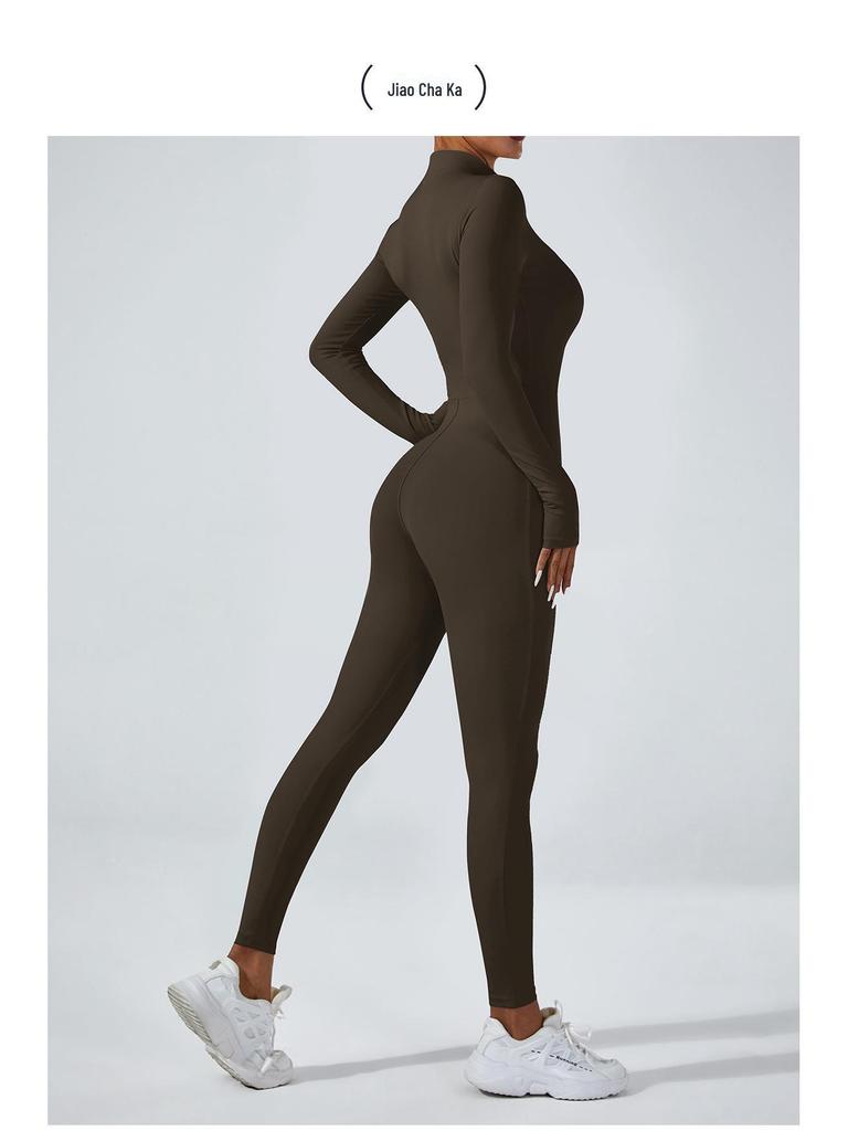 Langarm-Yoga-Jumpsuit für Damen mit hoher Intensität zum Laufen