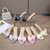 Kobiety seksowne 8cm kryształowe sandały na obcasie z kokardką Trend taneczny pantofel LFD-1098-113
