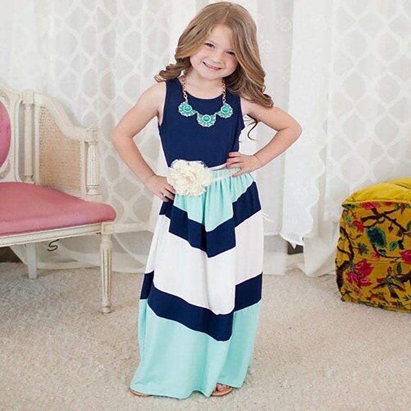 Elegante Casual Boho Streep Maxi Jurk voor Moeder en Dochter voor Bijpassende Outfits