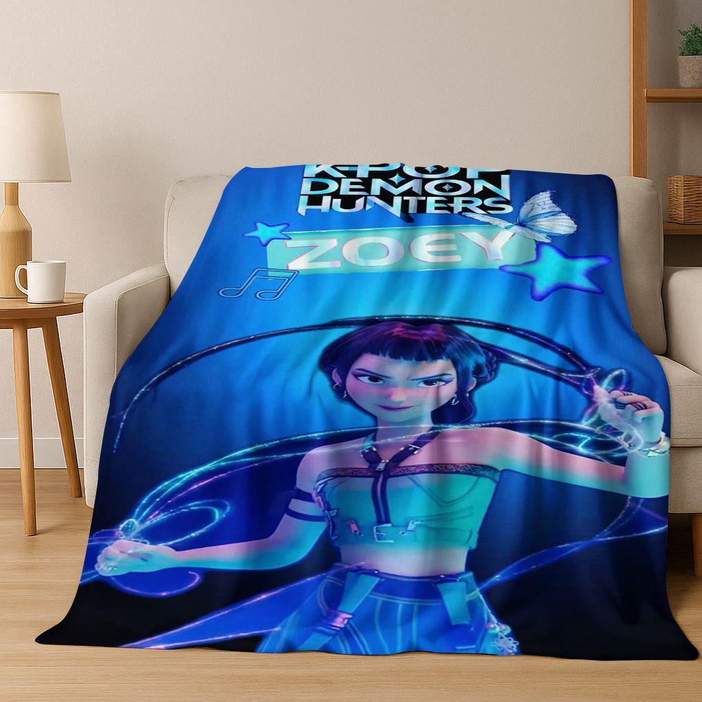 26 Stil Neue KPOP Dämonenjäger Rumi Mira Zoey Cartoon Flanell Decke, Gemütliche Weiche Überwurfdecke für Zuhause Schlafzimmer Bett Sofa Abdeckung