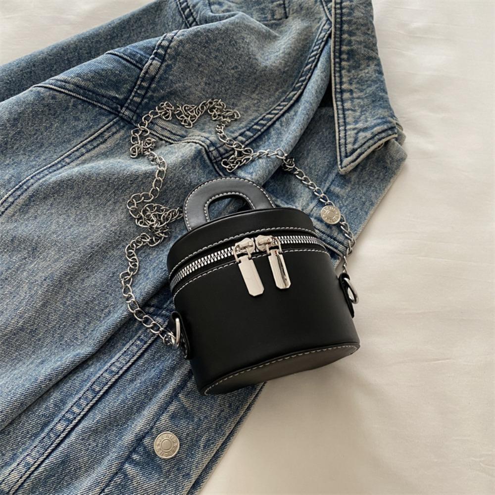 PU Leather Box Crossbody Bag Solid Color Clothes Match Bag Personality Mini Lipstick Bag Girls