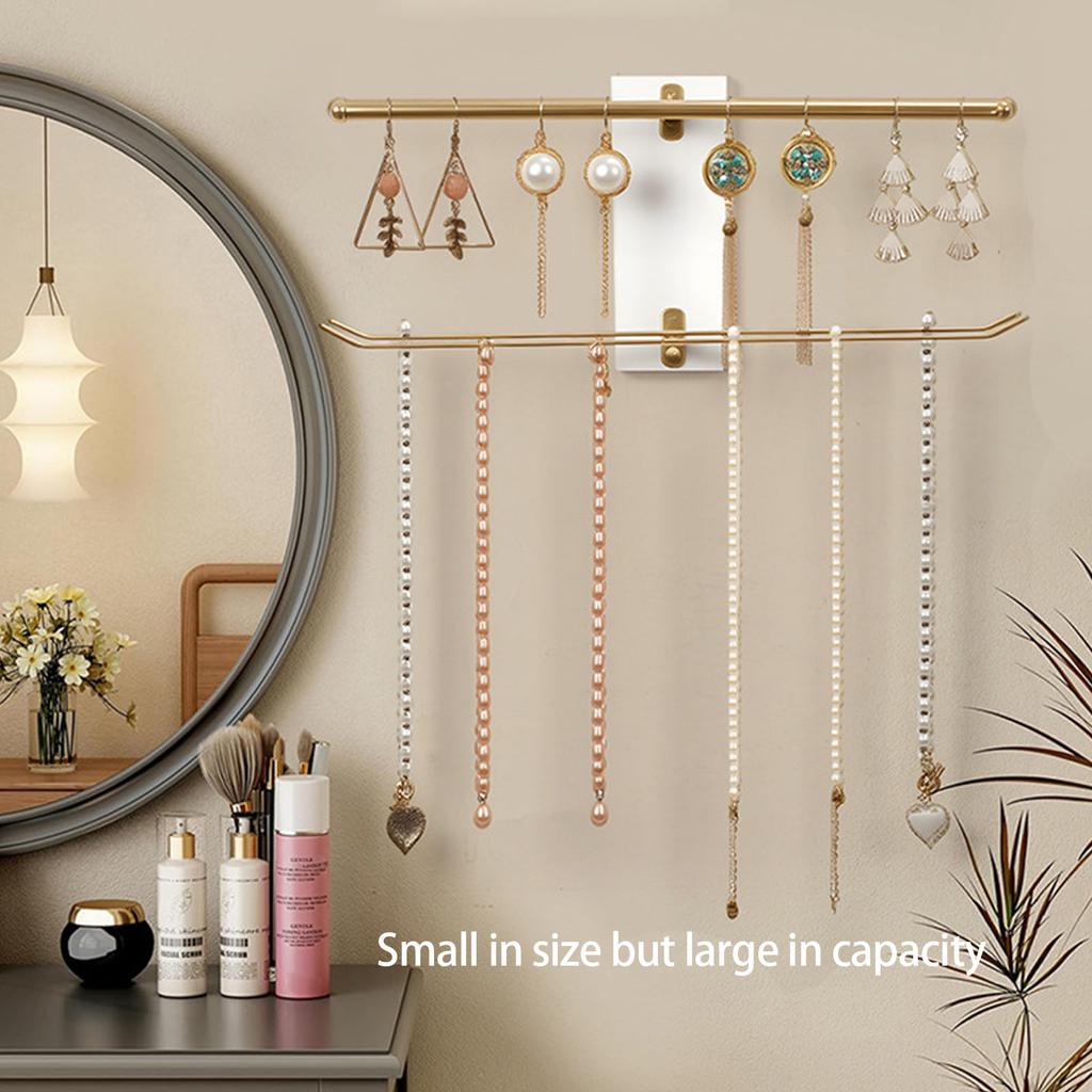 Multi Purpose Hanging Jewelry Storage Rack Wooden Display Shelf For Earrings Rings Chains Bathroom Organization Tool
