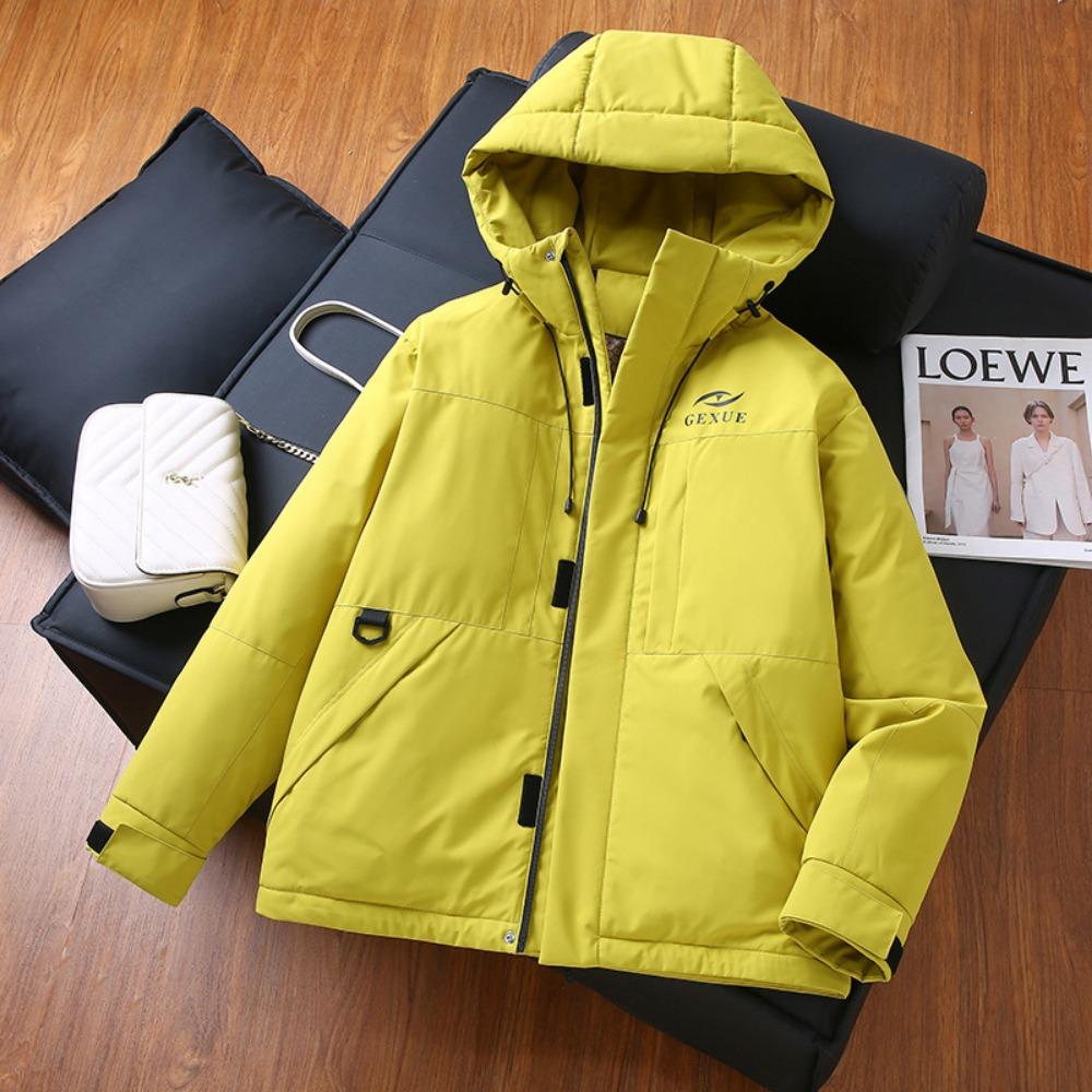 

Sports outdoors, with the same fashion for men and women, thickened autumn and winter hooded warm couple cotton clothes for skiing and winter M жовтий