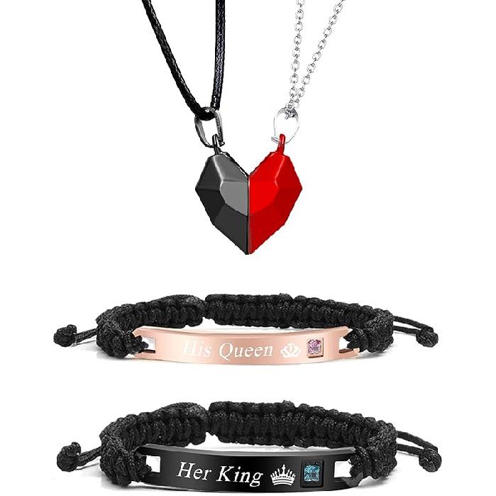 Long Tiantian Couples Bracelets Necklaces Matching Couple Bracelet Necklace for Bf Gf Couple Gifts for Her Couples Promise Necklace Bracelet for Him