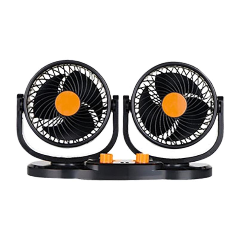 Car Fan Double Head USB Fan for Car with Powerful Cooling 360 Rotation 3Wind Speed Desk Fan for SUV Truck Home