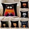 Simple Cartoon Furry Cat Pattern Cushion Cover Pillowcase Antidustmite living Room Sofa Decor Cushion Room